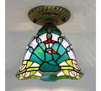 LXYST Ceiling Light Fixture, Stained Glass Semi Flush Mount Lamp,Victorian Style Metal Base for Bedroom Kitchen Dining Living Room Hallway,9,26