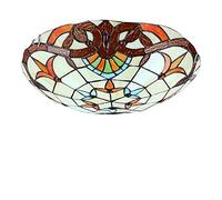 LXYST Ceiling Light Flush Mount, Dimmable Stained Glass Lamp, European Pastoral Style Bedroom Lighting for Living Room Bathroom Hallway,C,16 Inch,C-20 Inch