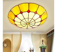 LXYST Ceiling Light Flush Mount, Dimmable Stained Glass Lamp, European Pastoral Style Bedroom Lighting for Living Room Bathroom Hallway,C,16 Inch,J-16 Inch