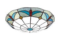 LXYST Ceiling Light Flush Mount, Dimmable Stained Glass Lamp, European Pastoral Style Bedroom Lighting for Living Room Bathroom Hallway,C,16 Inch,B-20 Inch