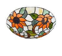 LXYST Ceiling Light Flush Mount, Dimmable Stained Glass Lamp, European Pastoral Style Bedroom Lighting for Living Room Bathroom Hallway,C,16 Inch,D-20 Inch
