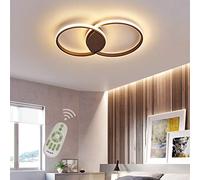 LXYST Ceiling Lights Flush Mount Bedroom Living Dining Room Hallway Fixture Dimmable with Remote Control, Round Ring Acrylic Shade Decor Home Lighting,Brown-40W L48*W35cm