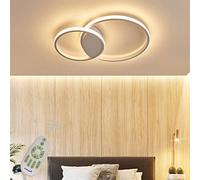 LXYST Ceiling Lights Flush Mount Bedroom Living Dining Room Hallway Fixture Dimmable with Remote Control, Round Ring Acrylic Shade Decor Home Lighting,White-40W L48*W35cm