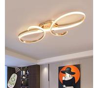 LXYST Ceiling Lights Flush Mount Living Dining Room Lamp Dimmable with Remote Control Hanging Fixture Deco Chandelier for Lounge Kitchen Hallway Lighting/Gold/L100Cm