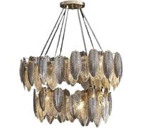 LXYST Ceiling Living Room Luxury Round Crystal Fixtures Indoor Chandelier Lighting Illuminated Home Decor Lamp, * 80cm Non dimm Warm Light