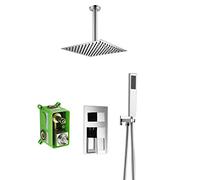 LXYST Ceiling Mount Included 10 Inches Rain Head pre-Embedded Valve Bodies, Chrome Rainfall System Luxury Shower Set