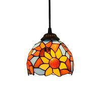 LXYST Ceiling Stained Glass Style Small Pnedent Bicolor Sunflower Hanging Lamp Fixture Shade, for Dining Room Kitchen Island Bedroom, /