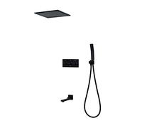 LXYST Ceiling Type Bathroom Luxury Sets 12 Inch Square Rain with Handheld Head and Faucet, Black Shower Set