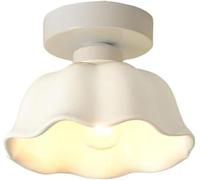 LXYST Ceramic Single Head Semi Flush Mount Light Fixture Compact E27 Lights Close to Ceiling Lamps,for Living Room