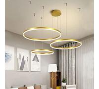 LXYST Chandelier, 3S Dimmable Led Light, Adjustable Living Chandeliers Lighting Brusheds Ceiling Hanging Lamp for Foyer Dining Room Kitchen Island Lamp/Gold/a