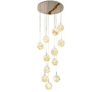 LXYST Chandelier Ceiling Long Chandelier,LED Creative Stair Light,Dining Bedroom Villa Apartment Living Room Light, Duplex Large Chandelier-Chrome White Light 45200cm