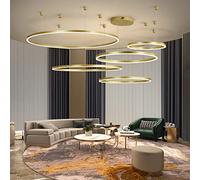 LXYST Chandelier, Dimmable Remote Control Metal Acrylic Led Light, Brusheds Ceiling Lamp, Living Room, Bedroom, Foyer, Dining Room/Gold/5 E : 20+40+60+80+100Cm
