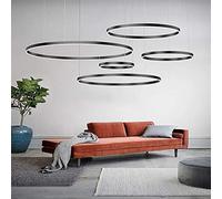 LXYST Chandelier, Dimmable Remote Control Metal Acrylic Led Light, Brusheds Ceiling Lamp, Living Room, Bedroom, Foyer, Dining Room/Black/5 E : 20+40+60+80+100Cm