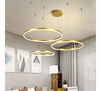 LXYST Chandelier, Dimmable Remote Control Metal Acrylic Led Light, Brusheds Ceiling Lamp, Living Room, Bedroom, Foyer, Dining Room/Gold/3 E : 20+40+60Cm
