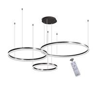 LXYST Chandelier, Dimmable Remote Control Metal Acrylic Led Light, Brusheds Ceiling Lamp, Living Room, Bedroom, Foyer, Dining Room/Black/3 E : 40+60+80Cm