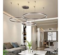 LXYST Chandelier, Dimmable Remote Control Metal Acrylic Led Light, Brusheds Ceiling Lamp, Living Room, Bedroom, Foyer, Dining Room/Brown/3 E : 60+80+100Cm
