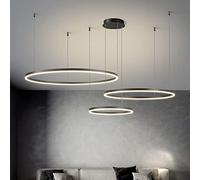 LXYST Chandelier, Dimmable Remote Control Metal Acrylic Led Light, Brusheds Ceiling Lamp, Living Room, Bedroom, Foyer, Dining Room/Black/3 E : 60+80+100Cm