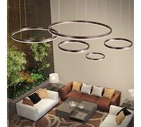 LXYST Chandelier, Dimmable Remote Control Metal Acrylic Led Light, Brusheds Ceiling Lamp, Living Room, Bedroom, Foyer, Dining Room/Brown/5 E : 20+40+60+80+100Cm