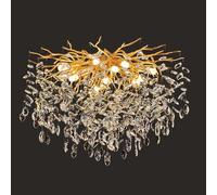 LXYST Chandelier French Luxury Gold Flush Mount Ceiling Lighting Indoor 3-Color Dimmable Style Crystal Light Fixture For Living Room Bedroom Restaurant