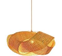 LXYST Chandelier Handwoven Rattan Wicker Lamp Shade Bird Nest Basket Hanging Ceiling Light E27 Retro Adjustable Height Restaurant Decoration for Dining Room Bedroom Villa/60Cm/a