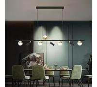 LXYST Chandelier Led Dining Table Creative Lighting Round Acrylic Lampshade Restaurant Height Adjustable Iron Hanging Lamp Kitchen Study Room Bar Cblack Spotlight,Warm Light,6 Heads/W
