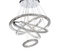LXYST Chandelier Light Fixture Luxury Diamond K9 Crystal Rings Hanging Lamp 5 Circle Chrome Chandeliers Indoor Ceiling Pendant Lighting