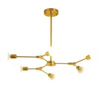 LXYST Chandelier Lighting 9 Lights Gold Hanging Light Fixtures with Adjustable Arms Branch Shape Industrial Pendant Lamp for Bedroom Living Dining Room Kitchen(6-Li