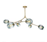LXYST Chandelier Molecules Sputnik Chandelier,Clear Glass Shades Hanging Lamp Lighting Fixture Chandeliers E27 Vintage Industrial Adjustable Ceiling Light-Gradient Smoke Gray Lampshade 3 Lights/Blue