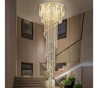 LXYST Chandelier Staircase Smoke Gray Crystal Lamp Spiral Home Decoration Fixtures, Ceiling Pendant Lighting