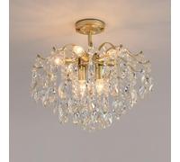 LXYST Chandelier with Droplets Indoor E14 X 8 Lights Crystal Lamp 3-Color Dimmable American Style Gold Ceiling Lighting For Living Room Bedroom Restaurant