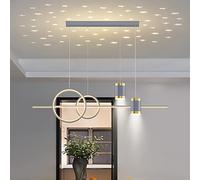 LXYST Chandelier with Star Projection Lamp, Dimmable LED Pendant Light Spotlights,Adjustable Linear Hanging for Kitchen Island-Grey a 100x120cm(39x47inch)
