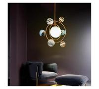 LXYST Chandeliers, Creative Glass Chandelier Roaming Earth Pendant Lamp Living Room Bedroom Art Decor Fixtures(Hang Pipe)