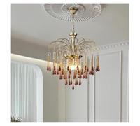 LXYST Chandeliers, Decorative Living Room Chandelier French Style Lamp Creative Water Drop Restaurant Bedroom Light Luxury Crystal Lamp(A D80cm)