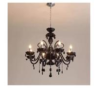 LXYST Chandeliers, French Style Black Living Pendant Main Light European High-End Atmospheric Dining Room Fixture(Warm White,8heads)