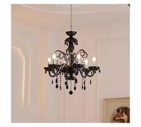 LXYST Chandeliers, French Style Black Living Pendant Main Light European High-End Atmospheric Dining Room Fixture(Changeable,6heads)