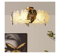 LXYST Chandeliers, French V-intage Luxury Glass Leaves Ceiling Chandelier Lamp ForLiving Dining Room Bedroom Home Decoration Light Fixture(50cm)