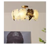 LXYST Chandeliers, French V-intage Luxury Glass Leaves Ceiling Chandelier Lamp ForLiving Dining Room Bedroom Home Decoration Light Fixture(40cm)