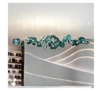 LXYST Chandeliers, Green Glass Crystal Hanging Chandelier for Hotel Lobby Loft Living Dining Room Kitchen Island Nordic Leaf Chandeliers(L400CM)