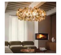 LXYST Chandeliers, Hanging Ceiling Lamp for Living Room Petal Pendant Chandelier Bedroom Restaurant Indoor Lights(D78CM,A-Gold)