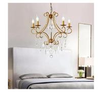 LXYST Chandeliers, Industrial Iron Crystal Chandelier Luxury Boutique Country Style for Hallway Living/Dining Room Bedroom Home Light(Gold 5 Heads)