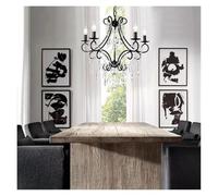 LXYST Chandeliers, Industrial Iron Crystal Chandelier Luxury Boutique Country Style for Hallway Living/Dining Room Bedroom Home Light(Black-5 Heads)