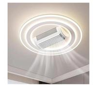LXYST Chandeliers, Invisible Bladeless Ceiling Fan Chandelier Smart Home Decoration For Living Bedroom Children's Room Indoor Lamps(Tri-Colour Light,Round)