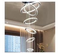 LXYST Chandeliers, Luxury Crystal Staircase Large Chandelier For Loft Rings Hanging Lamps Villa Lobby Indoor Fixtures(6 Circles D75xH300cm)