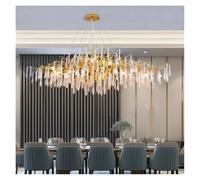 LXYST Chandeliers, Luxury Long Hanging Chandelier Lights Dining Table Living Room Retro Crystal Pendant Lamp for Villa Lobby(L200xW95xH65CM)