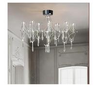 LXYST Chandeliers, Luxury Starry Crystal Chandelier for Villa Parlor Bedroom Living Room Firefly Ceiling Chandeliers(Silver,73cm)