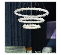 LXYST Chandeliers, Nordic Art Deco Chandelier Luxurious Crystals Circle Pendant Parlor Hanging Lamp Luminarias(White Light 6500K,3 Ring 50 70cm)