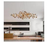 LXYST Chandeliers, Nordic Romantic Chandelier with Leaves Colorful Pendant Light for Hall Dining Living Room Art Acrylic Home Hanging Lamps(Brown,Long 120cm)