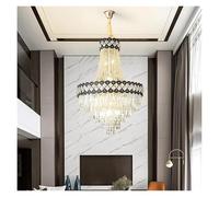 LXYST Chandeliers, Nordic Villa Main Living Room K9 Crystal Chandelier Post- Light Luxury Duplex Floor Attic Spiral Pendant Lamps(Warm Light,D80CM H150CM)