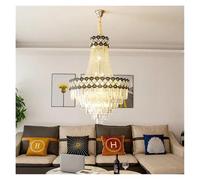 LXYST Chandeliers, Nordic Villa Main Living Room K9 Crystal Chandelier Post- Light Luxury Duplex Floor Attic Spiral Pendant Lamps(Changeable,D45cm H70CM)