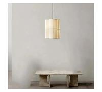 LXYST Chandeliers, Noridic Designer Pendant Light Menu Cluster V-intage Cloth Lampshade Hanging Lamp Dining Room Minimalist Cylindrical Chandelier(Large)